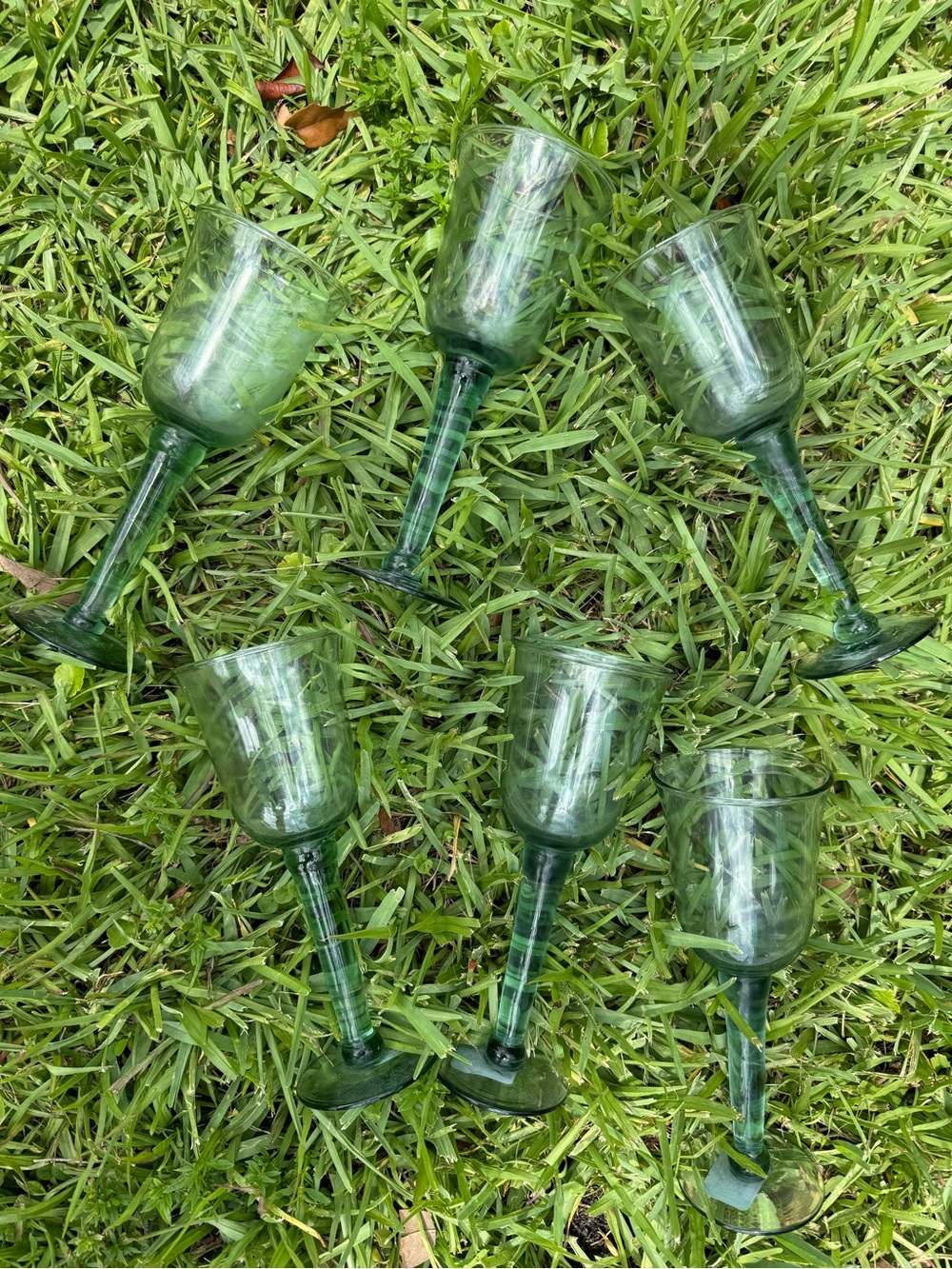 Set of 6 Vintage Sea Foam Green Glass Goblets